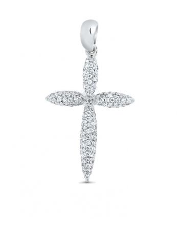 Diamond Cross Pendant in 18k white gold