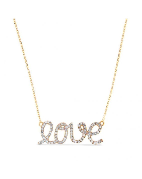 Diamond Love Necklace in 14k yellow gold