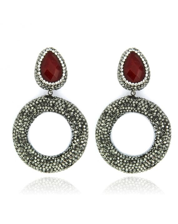 Sterling Silver Ruby Drop Earrings