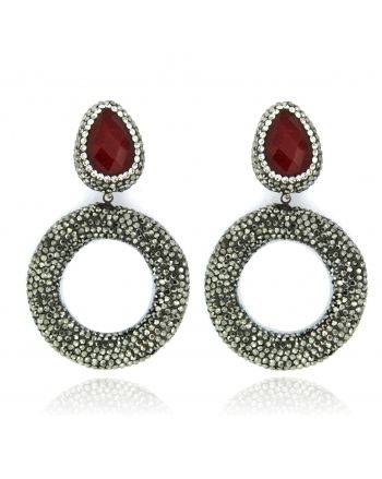 Sterling Silver Ruby Drop Earrings