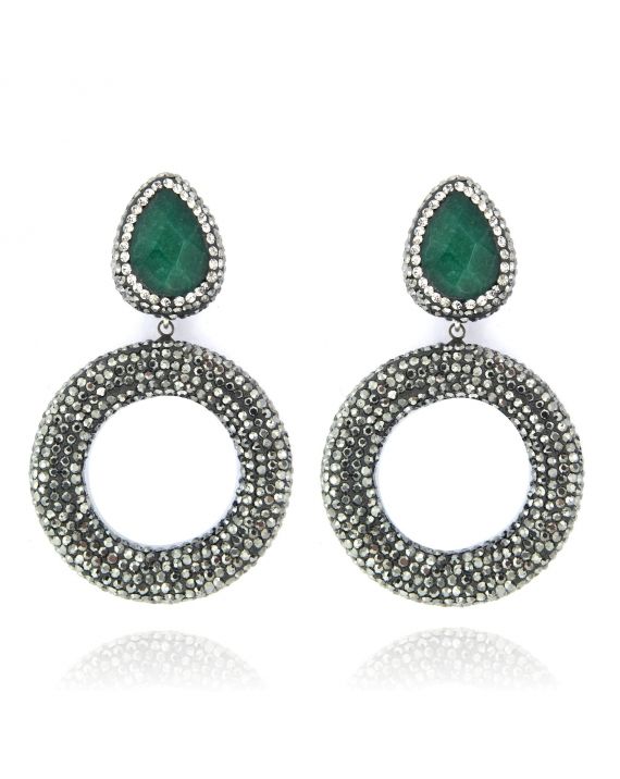 Sterling Silver Emerald Drop Earrings