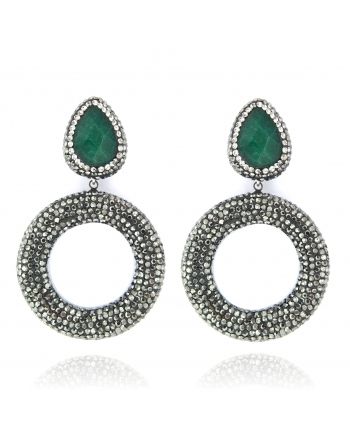 Sterling Silver Emerald Drop Earrings