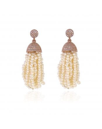 Sterling Silver Pearl Tassel Earrings