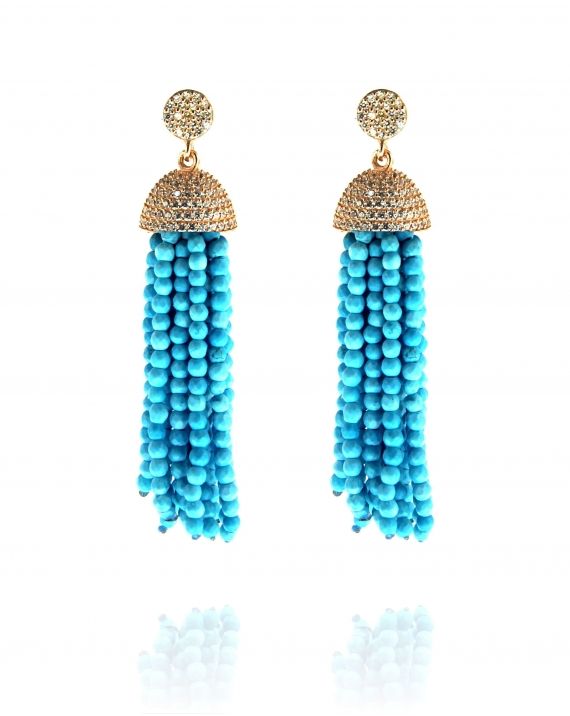 Sterling Silver Turquoise Tassel Earrings