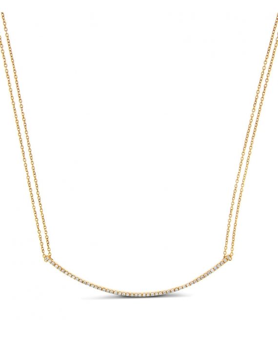 Round Bar Diamond Necklace in 18k rose gold