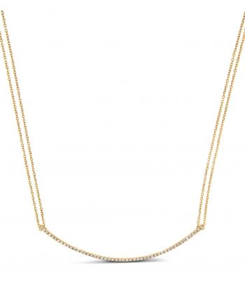 Round Bar Diamond Necklace in 18k rose gold