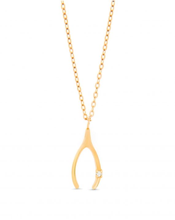 Wishbone Necklace 14k yellow gold