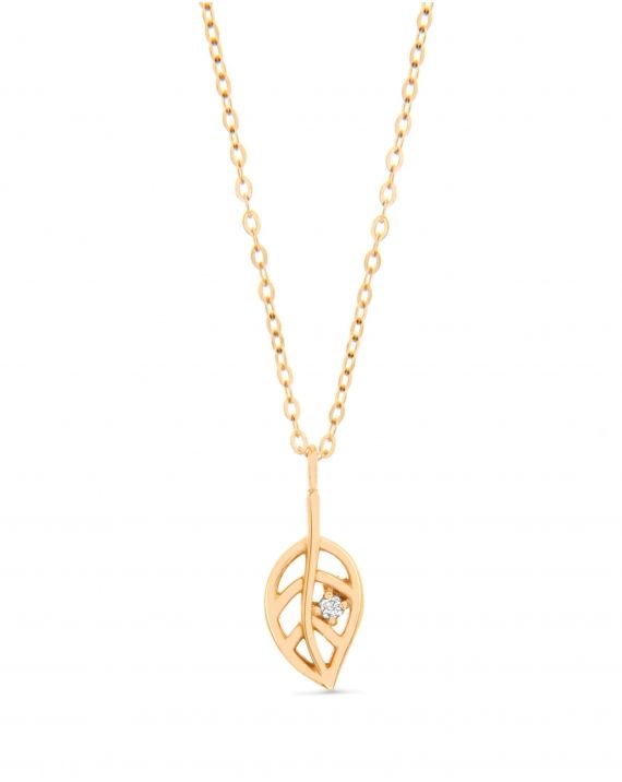Leaf Necklace in 14k yellow gold