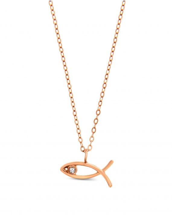 Ichthus Necklace in 14k rose gold