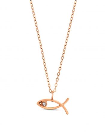 Ichthus Necklace in 14k rose gold