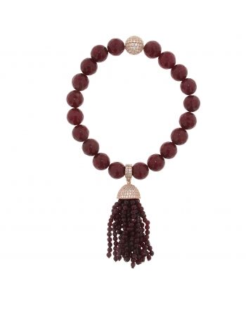 Sterling Silver Red Jade Tassel Bracelet