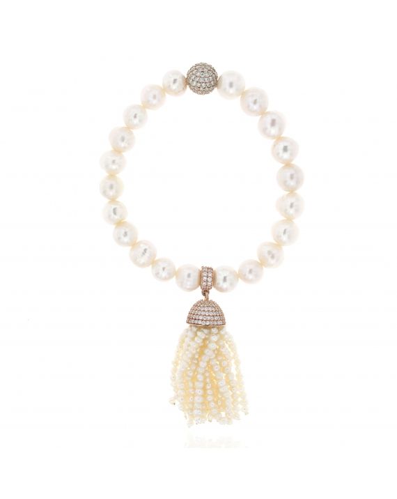 Sterling Silver Pearl Tassel Bracelet