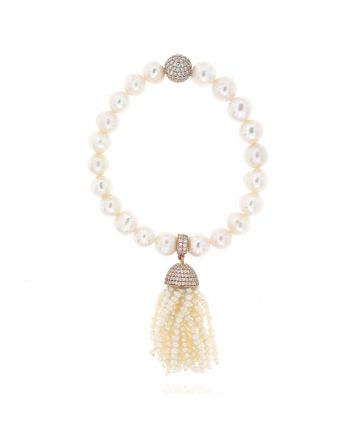 Sterling Silver Pearl Tassel Bracelet