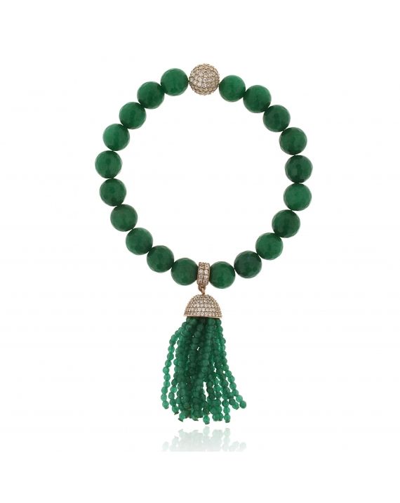 Sterling Silver Jade Tassel Bracelet
