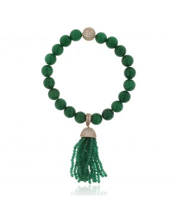 Sterling Silver Jade Tassel Bracelet