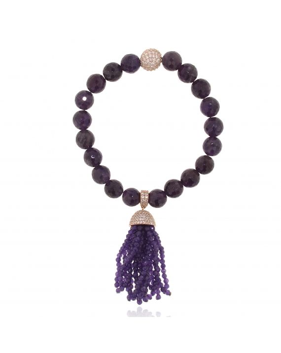 Sterling Silver Amethyst Tassel Bracelet