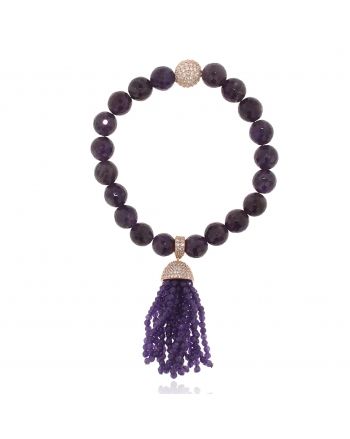 Sterling Silver Amethyst Tassel Bracelet