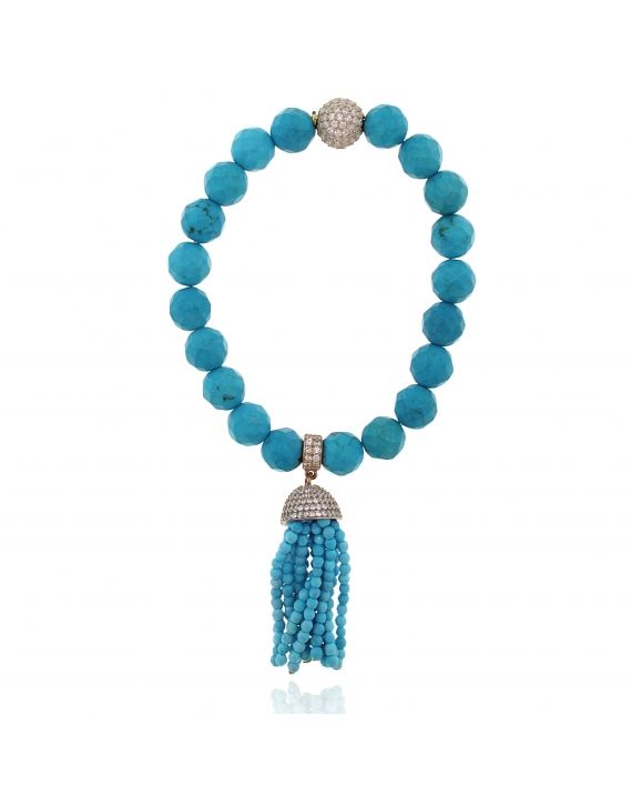 Sterling Silver Turquoise Tassel Bracelet