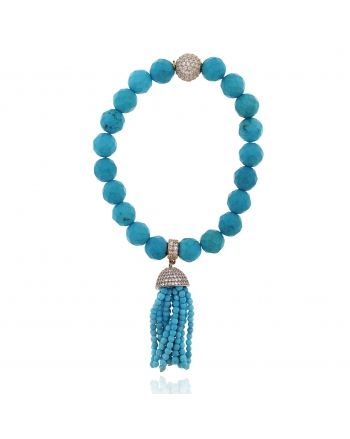 Sterling Silver Turquoise Tassel Bracelet