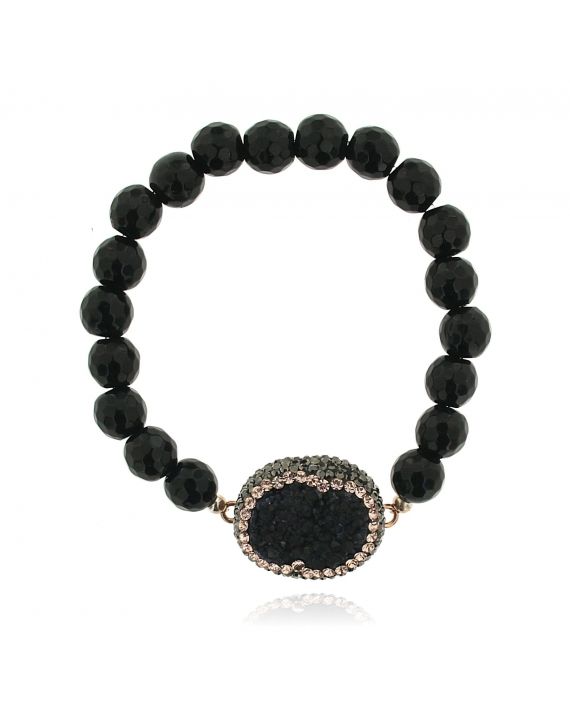 Sterling Silver Black Onyx Beaded Bracelet