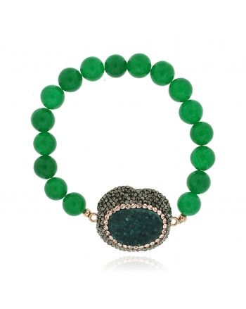 Sterling Silver Green Beaded Bracelet