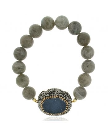 Sterling Silver Gray Beaded Bracelet