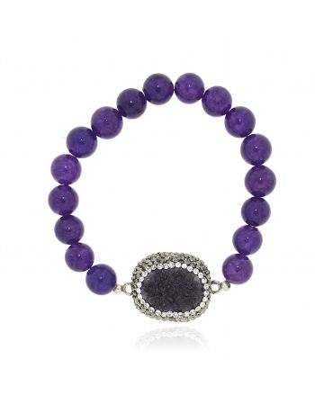 Sterling Silver Purple Beaded Bracelet