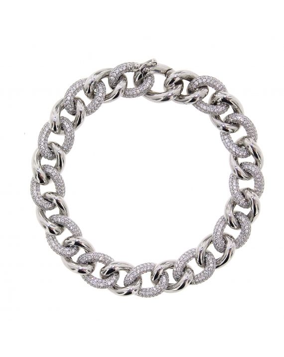 Sterling Silver Essential Pave Link Bracelet