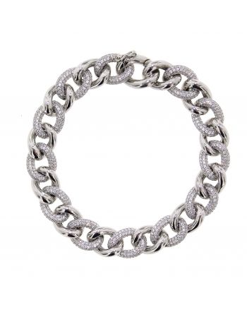 Sterling Silver Essential Pave Link Bracelet