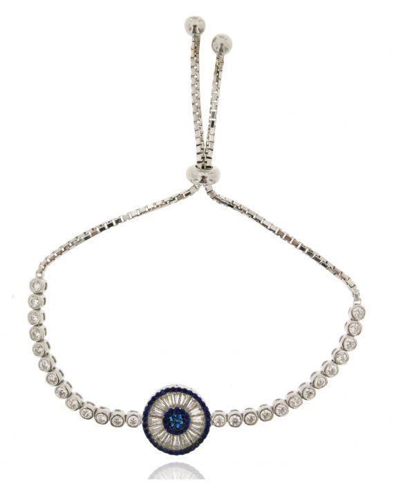Sterling Silver White Solar Baguette Bracelet