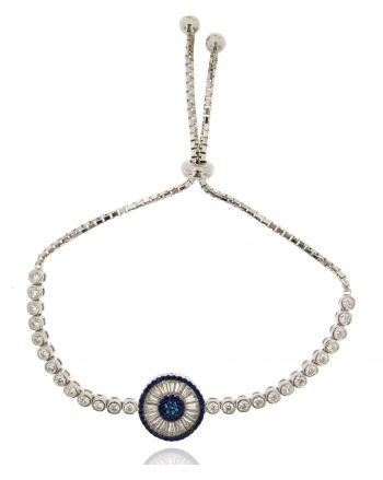 Sterling Silver White Solar Baguette Bracelet