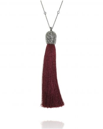 Sterling Silver Ruby Tassel Necklace
