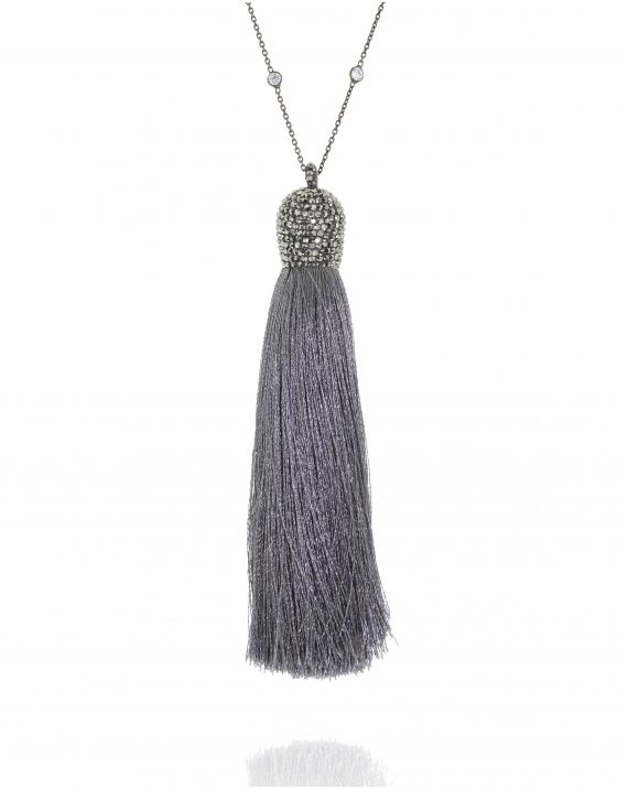 Sterling Silver Platinum Tassel Necklace