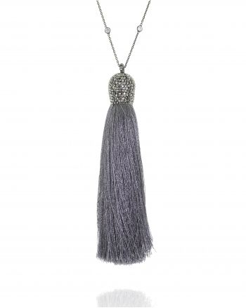 Sterling Silver Platinum Tassel Necklace