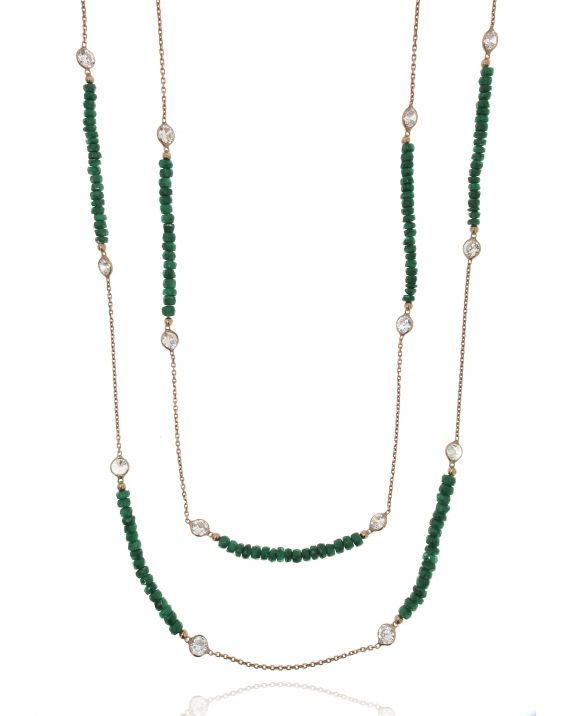 Sterling Silver Long Emerald Necklace