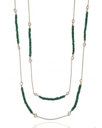 Sterling Silver Long Emerald Necklace