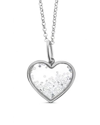 Sterling Silver Medium Floating Heart Necklace