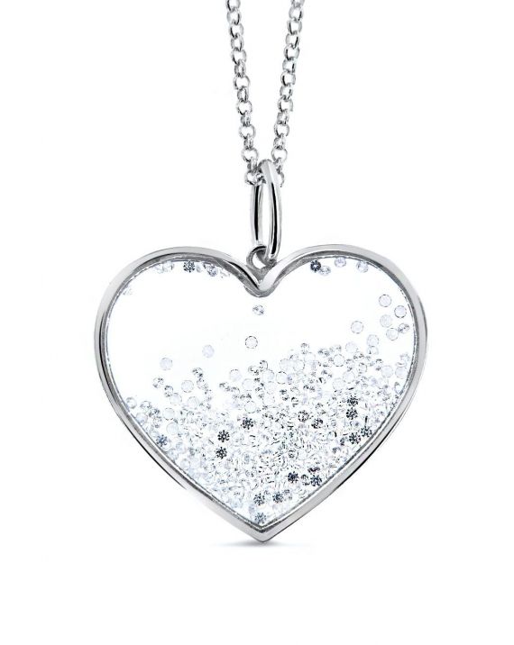 Sterling Silver Large Floating Heart Necklace