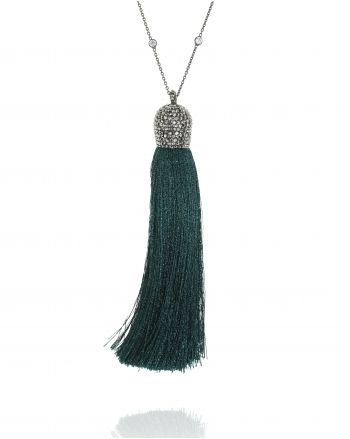 Sterling Silver Emerald Tassel Necklace