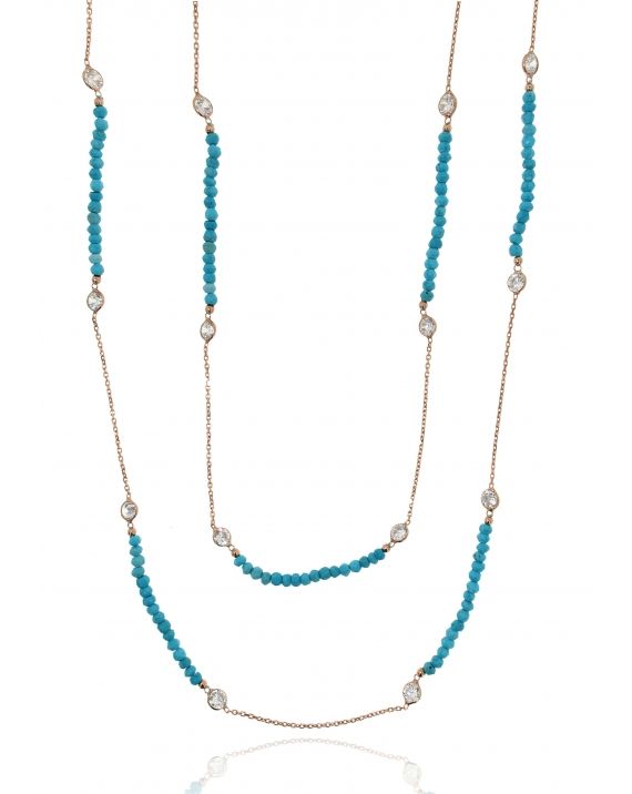 Sterling Silver Long Turquoise Necklace