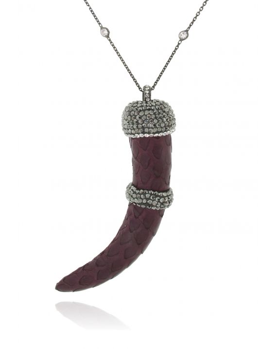 Sterling Silver Python Purple Horn Necklace