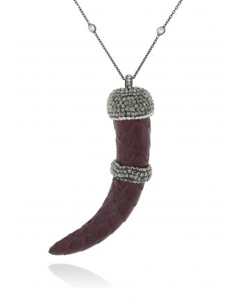 Sterling Silver Python Purple Horn Necklace