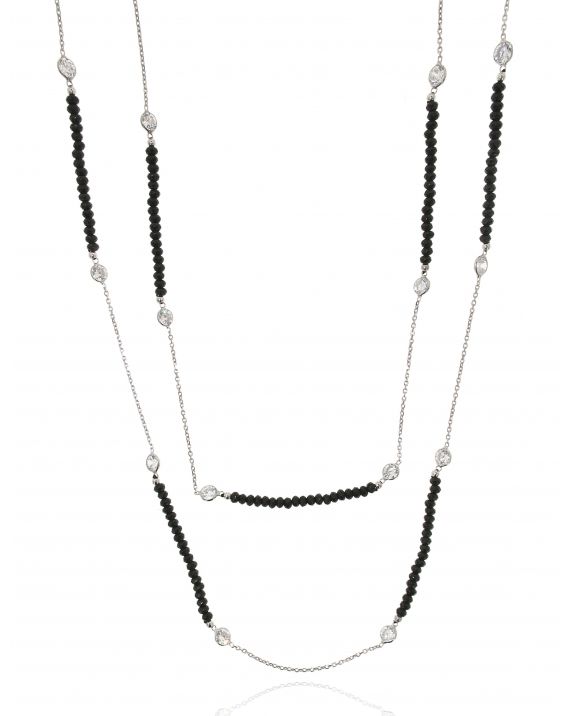 Sterling Silver Long Onyx Necklace