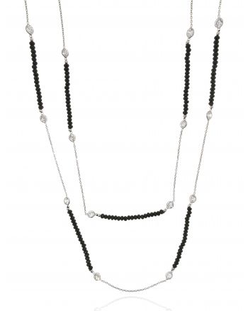 Sterling Silver Long Onyx Necklace