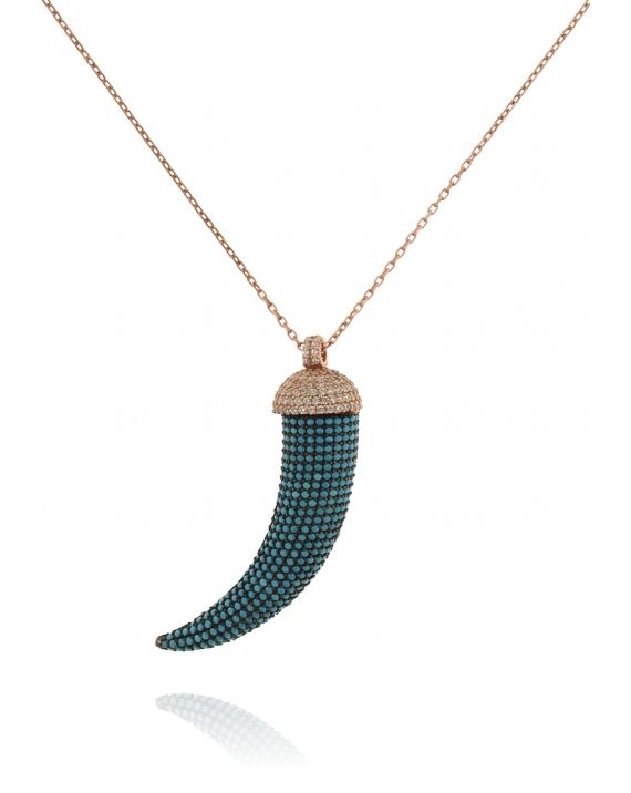 Sterling Silver Turquoise Horn Necklace