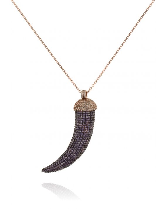 Sterling Silver Purple Horn Necklace