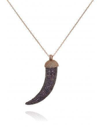 Sterling Silver Purple Horn Necklace