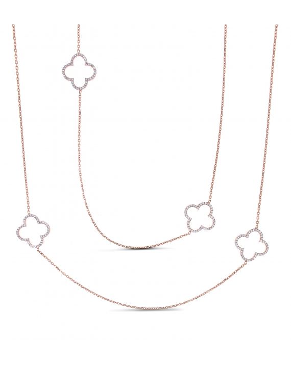 Sterling Silver Long Clover Necklace