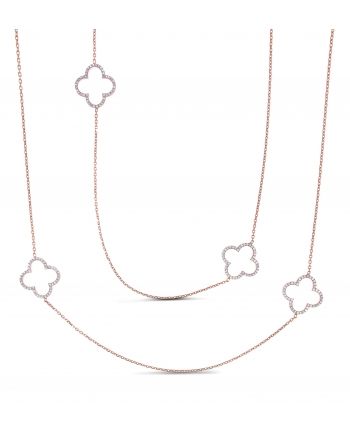 Sterling Silver Long Clover Necklace