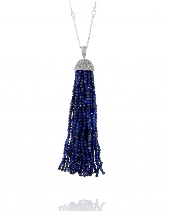 Sterling Silver Lapis Tassel Necklace